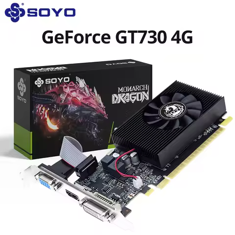 SOYO NVIDIA Geforce GT730 4GB Graphics Card GDDR3 GPU 128Bit HDMI-compatible VGA DVI PCIE 3.0 PlacaD