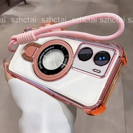 Case for Vivo Y16 Y56 Candy Wrist Strap Lanyard Folding Bracket Stand Holder phone casing Transparen