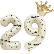 40 Inch White Foil Balloon Number 29,Crown 29th Birthday Party Decorative Balloons,Number Large Numb