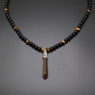 Hajar Jahanam 6 mm agate necklace, tigereye pendulum stone pendant