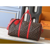 Keepall Bandouli is king 50 Travel Monogram Macassar Canvas 46769 Red Boarding Luggage Bag 48 Hours 