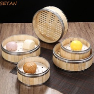 SEYAN Steamer Basket Gift Idea Steam Basket Bao Buns For Cooking Dim Sum Bamboo Lid Food Steamer