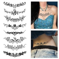 CARGEN Sexy Succubus Belly Temporary Tattoos -8 Sheets Of Black Devil's Heart Design Uterus Tattoo S