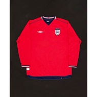 Long Sleeve Original Umbro England Away Kit 2002 2003 2004 Vintage Football Jersey