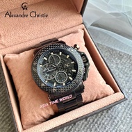 [Original] Alexandre Christie 9205 MCBEPBA Chronograph Men Watch with Carbon Bezel Black Stainless Steel