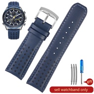 22mm 23mm Cowhide Leather  Strap Arc Interface Watch Band For Citizen Air Eagle Blue Angel Generation II Jy8078 At8020 Series Waterproof Bracelet