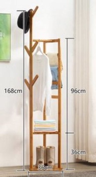 ONE - 簡易衣帽架實木臥室(原色-褲架款三角底)