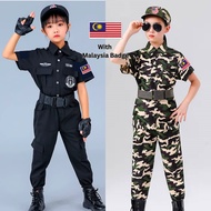 Kids Baju Askar Budak Lelaki Soldier Uniform Polis Pretend Play Career Costu Baju Kerjaya Kanak-kana