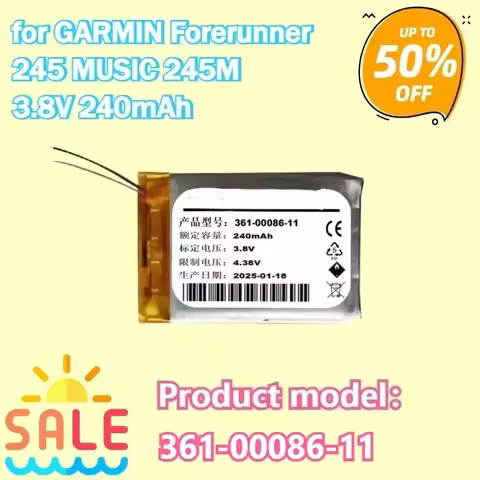New High quality 3.8V 240mAh 361-00086-11 Sports Watch Battery for GARMIN Forerunner 245 MUSIC 245M