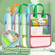 Mesh Zippered File Bag Simpanan Subjek Beg L-shaped Large Opening Book Storage Bag Nylon Mesh Statio