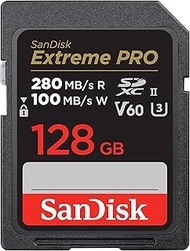 SanDisk 128GB Extreme PRO SDXC UHS-II Memory Card - C10, U3, V60, 6K, 4K UHD, SD Card - SDSDXEP-128G