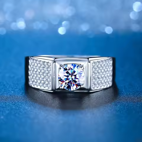 Men's PT950 Platinum 2Ct Moissanite Domineering Ring - Men's exclusive, exquisite details, must-have