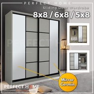 FREE INSTALL Almari Baju Wardrobe Sliding Door Anti-Jump Cabinet Clothes 8ft x 8ft / 6ft x 8ft / 5ft x 8ft | 8x8 6x8 5x8