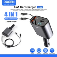 DOSEN 120W 4 In 1 Car Charger Scalable Cable Suitable Fast Charge Mobile Phone Adapter For All Mobil