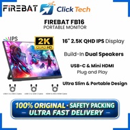 FIREBAT FB16 16" 2.5K QHD 144Hz Portable Monitor | 2560×1600 IPS | USB-C & Mini HDMI | HDR | Built-i