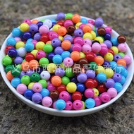 Manik akrilik warna solid 6/8/10/12mm, bahan manik dijual mengikut paun, manik longgar berwarna-warn