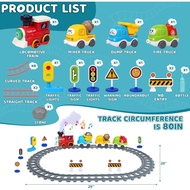 Electric Train Set for Toddlers 3-5 4-8 with Train Tracks Set Lights Up Steam Sign Realistic Music S