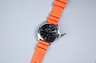 (包郵)PANERAI - 24mm/22mm (代用) 潛水款 橙色 Orange Color 橡膠混合物代用膠帶配精鋼錶扣