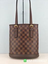 🔥99新✨全港最平 ‼️ 正品 任驗 ‼️ Louis Vuitton LV Damier Canvas Marais Bucket Bag N42240 手提袋 水桶袋 棋盤格 單肩包 深啡色  💖