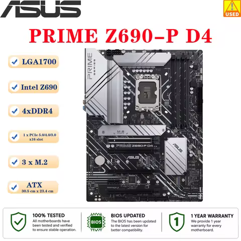 ASUS PRIME Z690-P D4 Motherboard Socket LGA1700 CPU DDR4 5333(O.C) Memory Chipset Z690 ATX Mainboard
