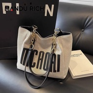 【MANDU RICH】Tote Bag Womens Large Capacity Bag New Style Single Shoulder Senior College Students Go 