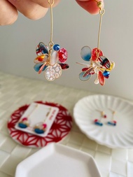 美國銅線花配捷克水晶、耳環、耳夾