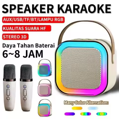 Bluetooth K12 Karaoke Machine Portable 5.3 PA Speaker System with 1-2 Wireless Microphones Home Fami