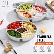 Stainless Steel Divided Plate 5 Compartment Food Tray Pinggan Hidang Dulang Makan Cafeteria