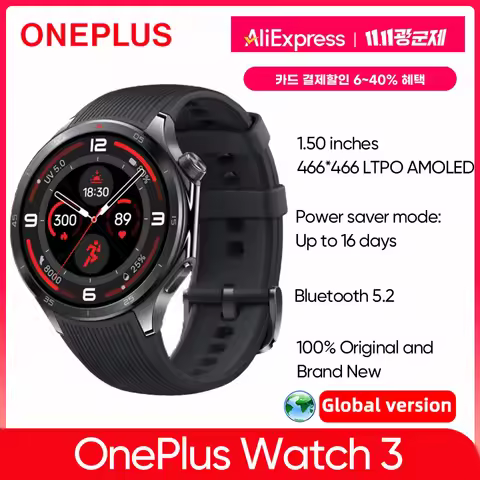 Global Version OnePlus Watch 3 Smart Watch 1.5 inches AMOLED Display 32GB Memory Snapdragon W5 Wear 