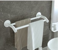 壁掛式免打孔衛生間浴巾架（鋁毛巾桿D款-白色雙桿40CM）
