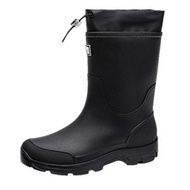 情侶雨鞋男裝防水防滑厚底膠鞋 戶外廚房洗車鞋- 黑色【束口】 36