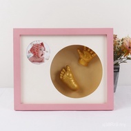 Set Round Three-Dimensional Photo Frame Hand Foot Baby Music Souvenir Baby Hand Foot Double Wholesal