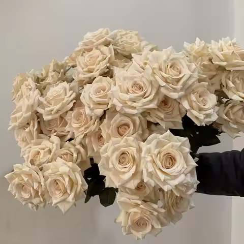7Heads Roses Bouquet Artificial Flower Beige Ivory Vintage Rose Living Room Dry Flower Decoration We