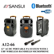 SANSUI A12-66 12 Inch Portable Speaker with Bluetooth & Wireless Microphone