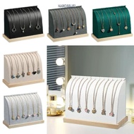 NARCISSUS13A0E Jewelry Collection Rack, Wooden Velvet/PU Necklaces Easel Showcase, Pendant Organizer
