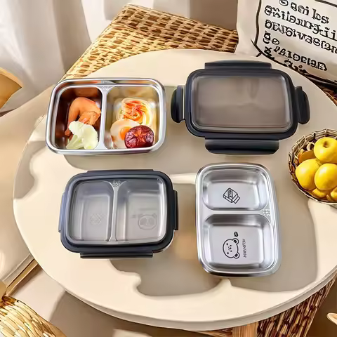 WORTHBUY Portable Lunch Food Container Students Kids 304 Stainless Steel 304 Stainless Steel Sealed 