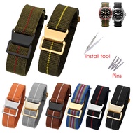 * * Elastic Nylon Watchstrap for Seiko Water Ghost forRolex Watch Band 60s French Army NATO Parachute Bracelet 18mm 20mm 22m