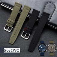 20mm 21mm 22mm Canvas Nylon Strap For IWC Pilot Portugal Captain Blue Portofino Genuine Leather Watch Band Underskin for Men Women