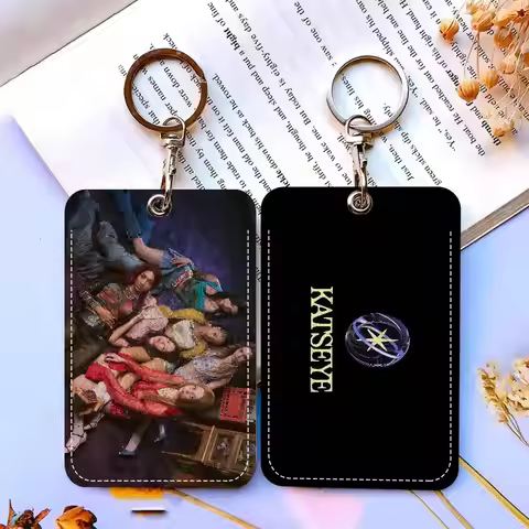 Famous Popular Kpop Band K-Katseye Keychain Card Holders Keyring Bank Bus ID Credit Cards Key Ring C