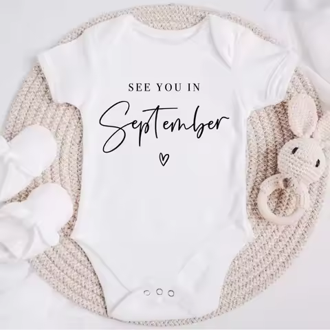 See You in September Baby Clothes Custom Month Pregnancy Announcement Bodysuit Newborn Infant Romper