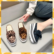 Leopard print Bow Woman's Wedges Shoes 7cm Heels Slingback Casual Walking Shoes Anti-skid Size 35-43