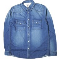 e JEANS เสื้อเชิ้ตเดนิมสไตล์ตะวันตกจาก Okayama Kojima ประเทศญี่ปุ่น รุ่น e105-001 ไซส์ M สีน้ำเงินกล