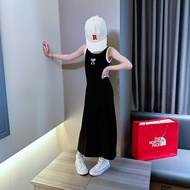 3-14Y Đầm dài mùa hè phong cách Hàn Quốc Váy thể thao ôm vừa vặn cho bé gái lớn và nhỏ