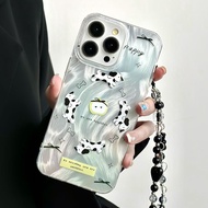 Cute Dog Cartoon Case With Black Bear Chain For Iphone 17 Air 16 7/8Plus 15 14 12 13 11 PRO XS XR MA