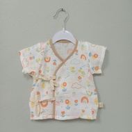 พร้อมส่ง (ไซส์S)เสื้อผูกหน้าเด็กแรกเกิด 0-4 เดือน ผ้ามัสลินญี่ปุ่น  สไตล์มินิมอล เอิร์ทโทน ผ้านุ่มละมุนมาก