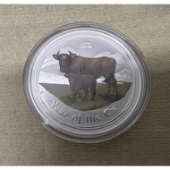 Perth Mint Australia Lunar Ox 2009 1 oz .999 Silver Coin Colorized BU (Series II) Color Colored Colo
