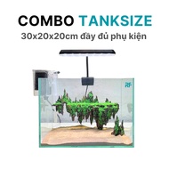 Aquarium Fish Tank Combo 30x20x20cm Flying Island Layout Full Accessories Filter Lights, Floor Sand
