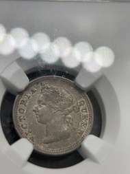 1889年香港維多利亞五仙銀幣 NGC AU55