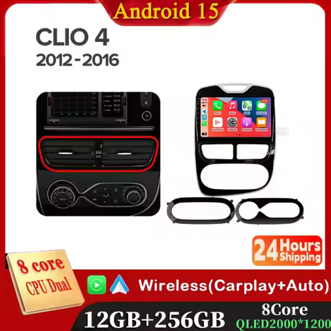 Android 15 12+256GB CarPlay Auto For Renault Clio 4 BH98 KH98 2012 - 2016 Car Radio Multimedia Video