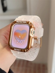 2 en 1 Correa de reloj de silicona &amp; Funda compatible con Apple Watch